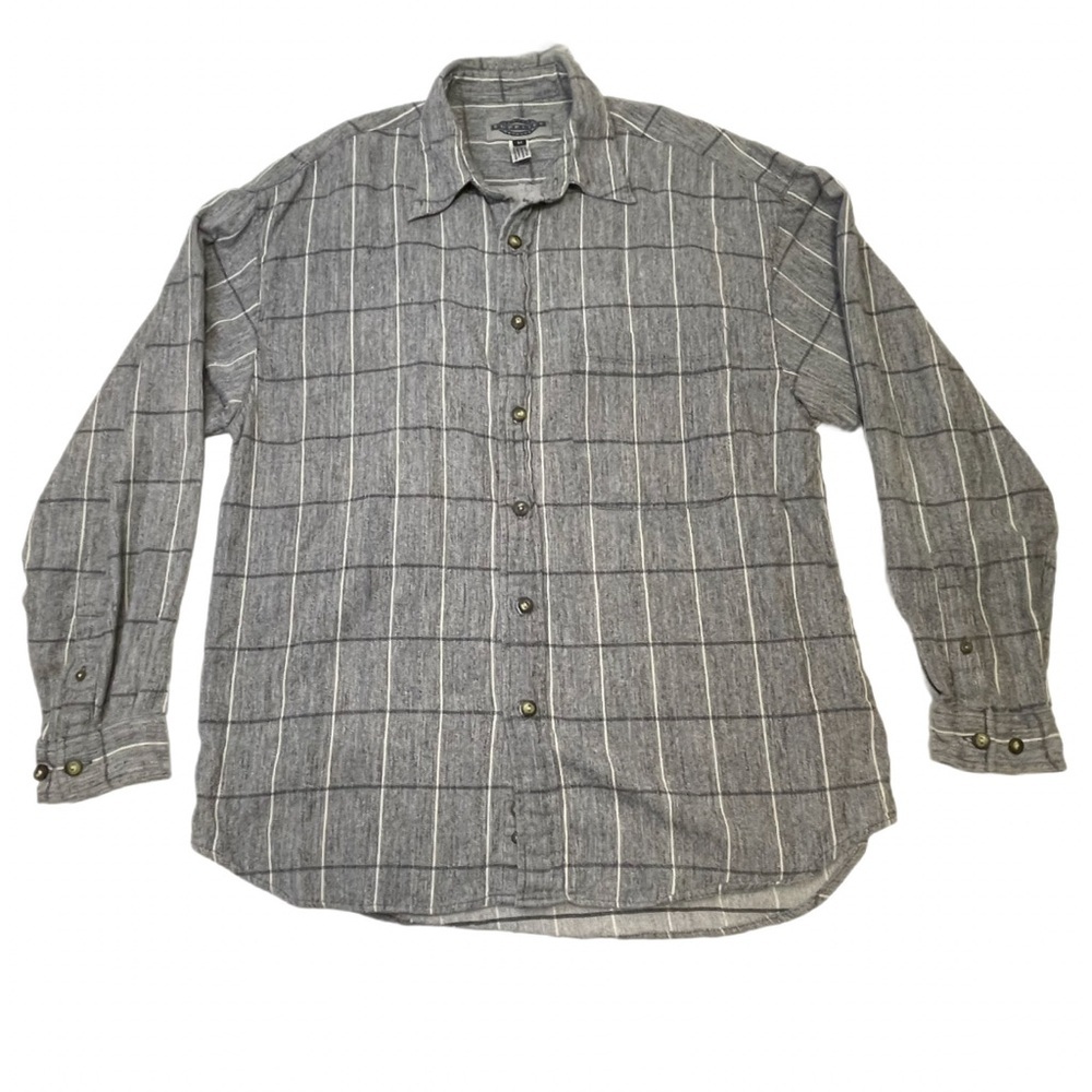 Vintage 90s Supplies Menswear Gray Plaid Flannel Shirt Cotton Men's M